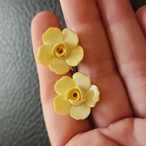 VTG Denton England bone china screw-back earrings